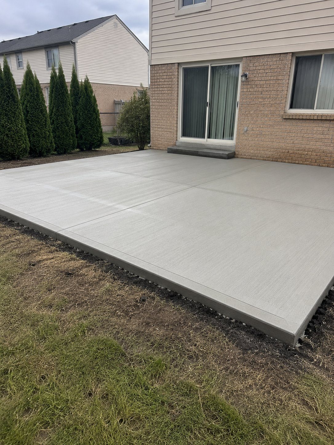 Broom finish concrete patio in Canton, MI