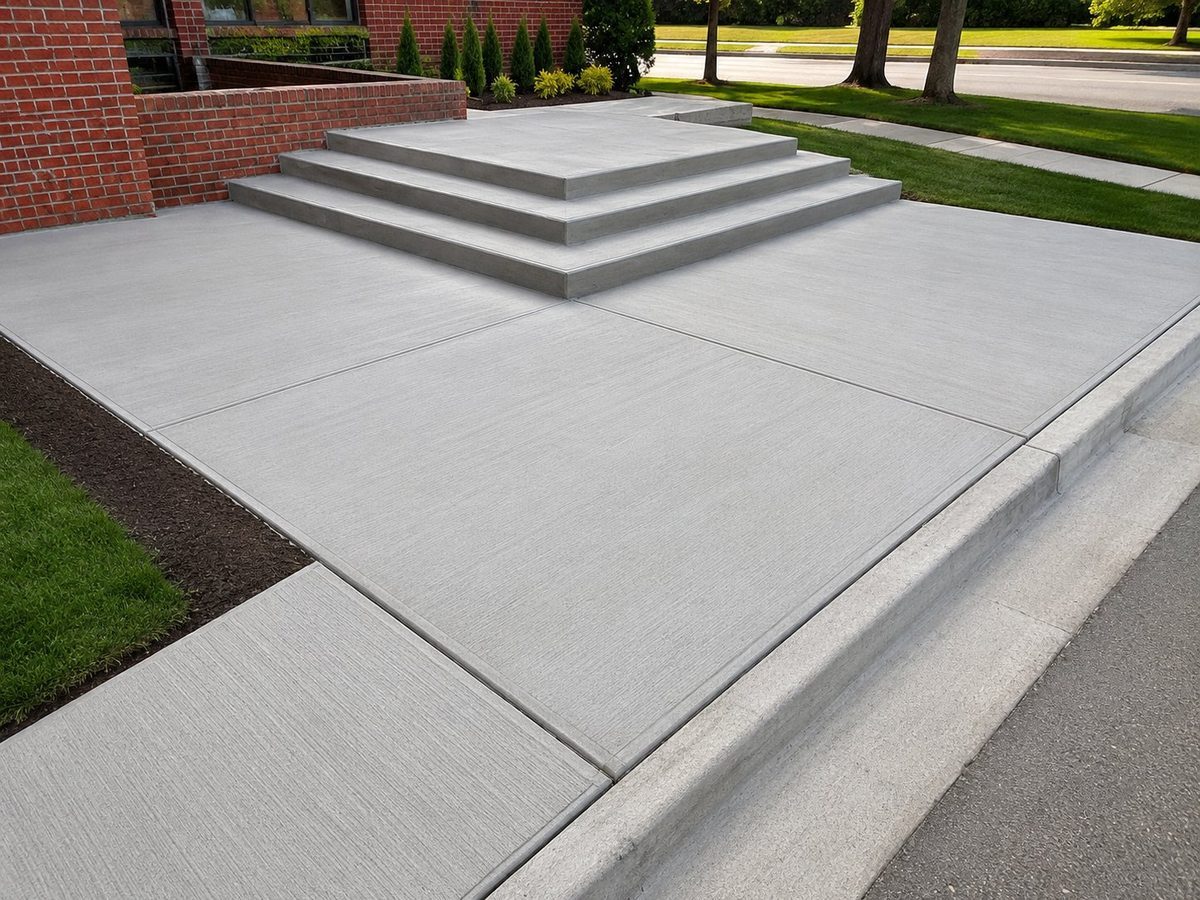 Broom finish concrete porch with pyramid steps in Royal Oak, MI