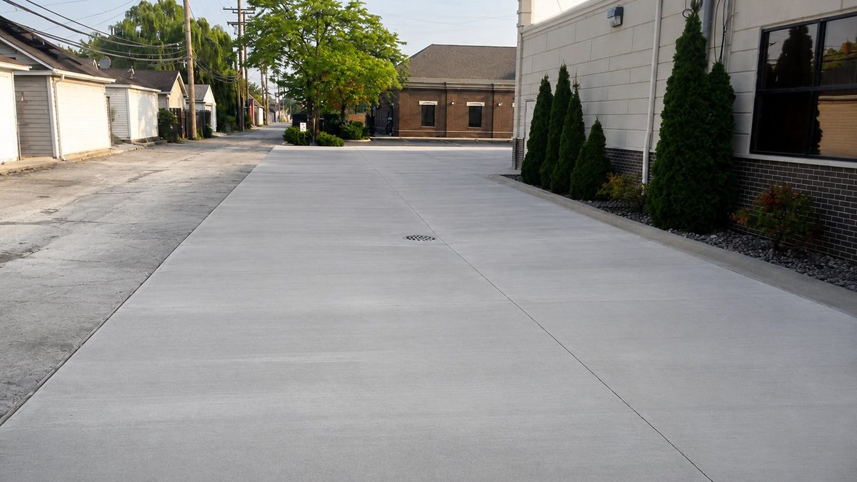 Commercial concrete drive between buildings in Dearborn, MI