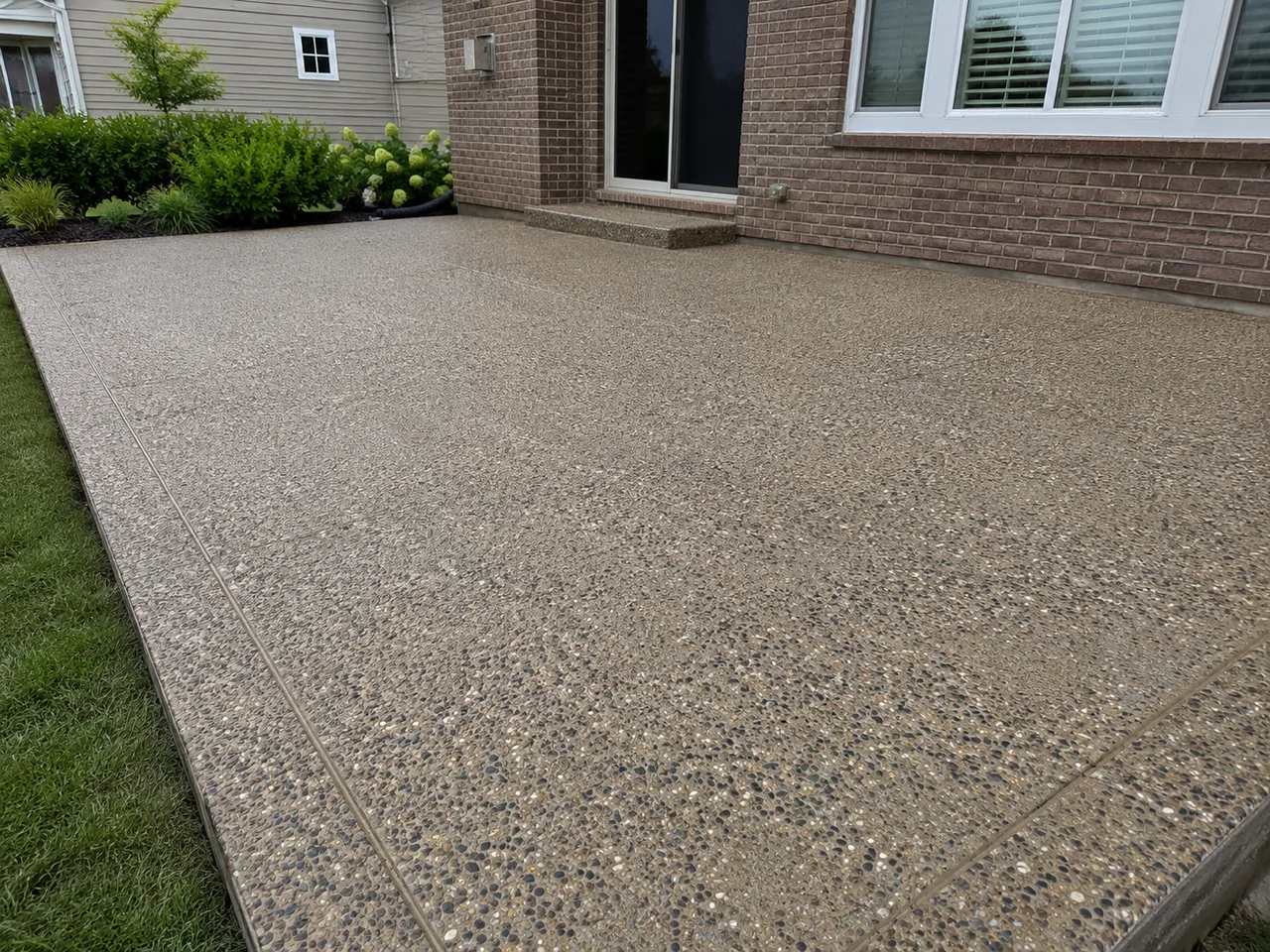 Exposed aggregate concrete patio in Livonia, MI