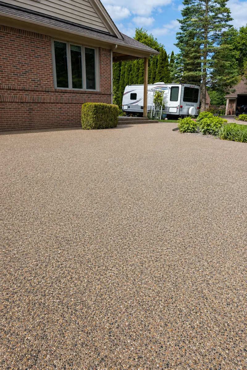 Exposed aggregate porch and patio — Novi, MI