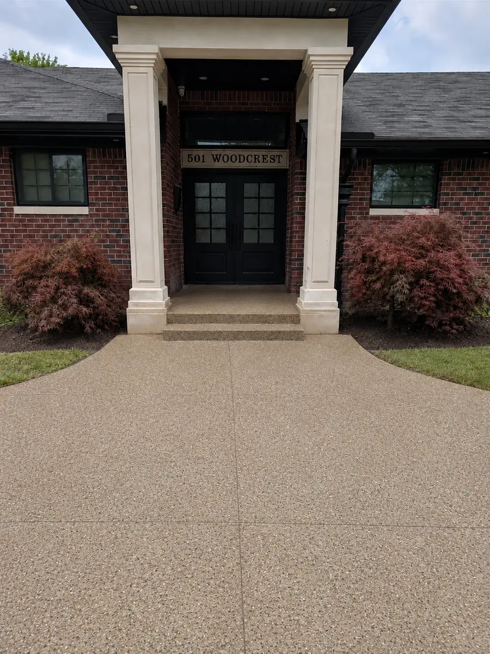 Exposed aggregate concrete walkway and entrance steps in Dearborn, MI